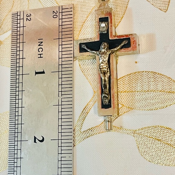 VTG CRUSIFIX RELIC CROSS PENDANT RELIGIOUS CATHOLIC CHRISTIAN Roma Italy - Picture 2 of 5